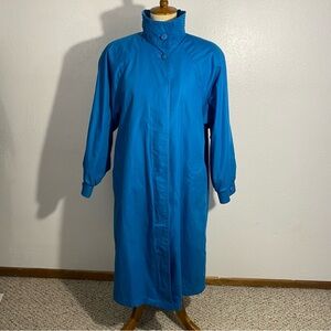 Vintage London Fog Cerulean Trench Coat Women’s Size 8 Reg Zip-Out Liner 80s-90s